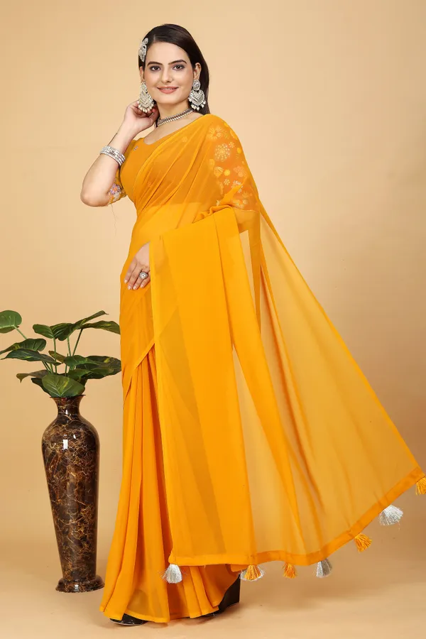 Yellow_Star_Georgette_Embroidered_Saree_For_Women