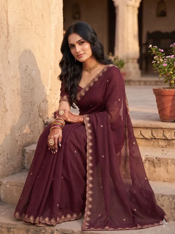 Maroon_Star_Georgette_Embroidered_Saree_For_Women