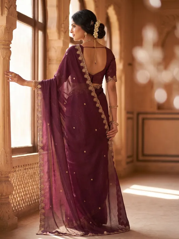 Maroon_Star_Georgette_Embroidered_Saree_For_Women
