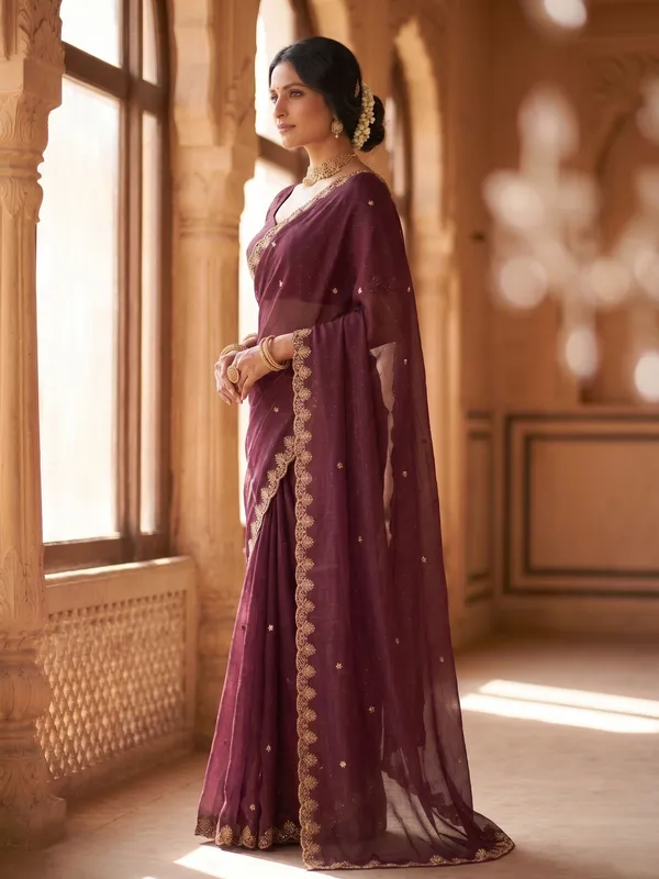 Maroon_Star_Georgette_Embroidered_Saree_For_Women