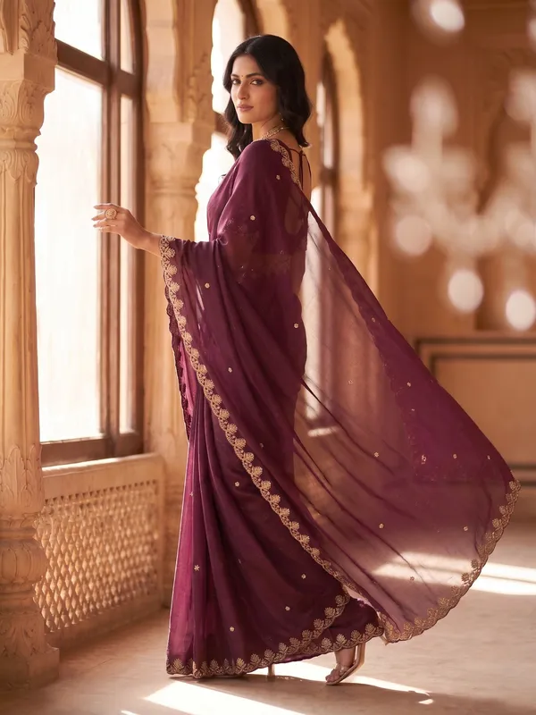Maroon_Star_Georgette_Embroidered_Saree_For_Women