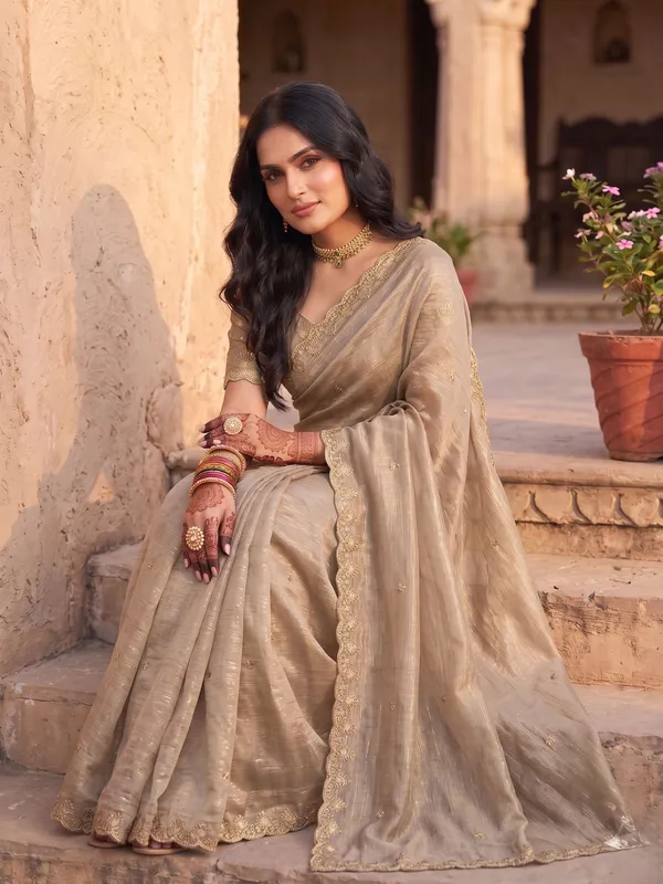 Cream_Star_Georgette_Embroidered_Saree_For_Women