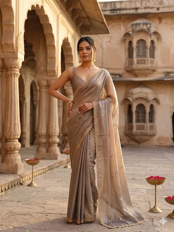 Cream_Star_Georgette_Embroidered_Saree_For_Women