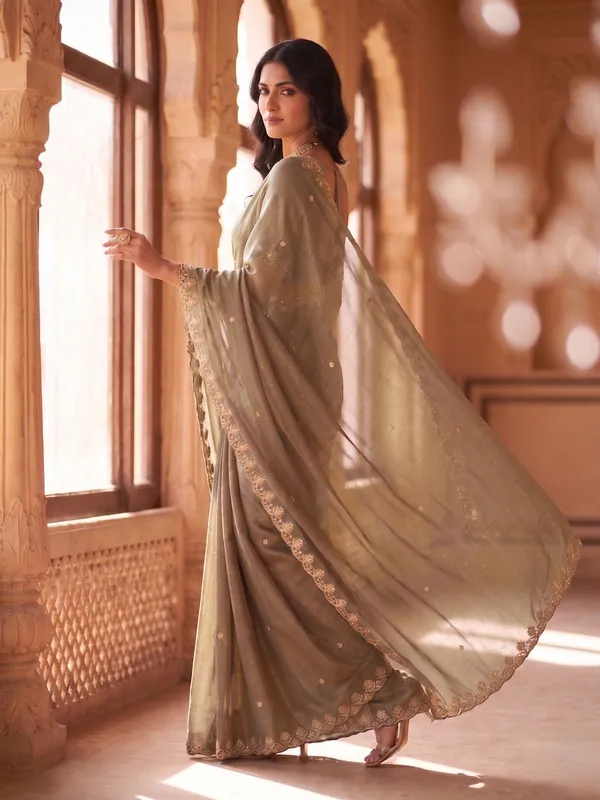 Cream_Star_Georgette_Embroidered_Saree_For_Women