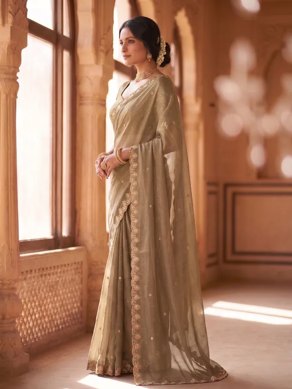 Cream_Star_Georgette_Embroidered_Saree_For_Women