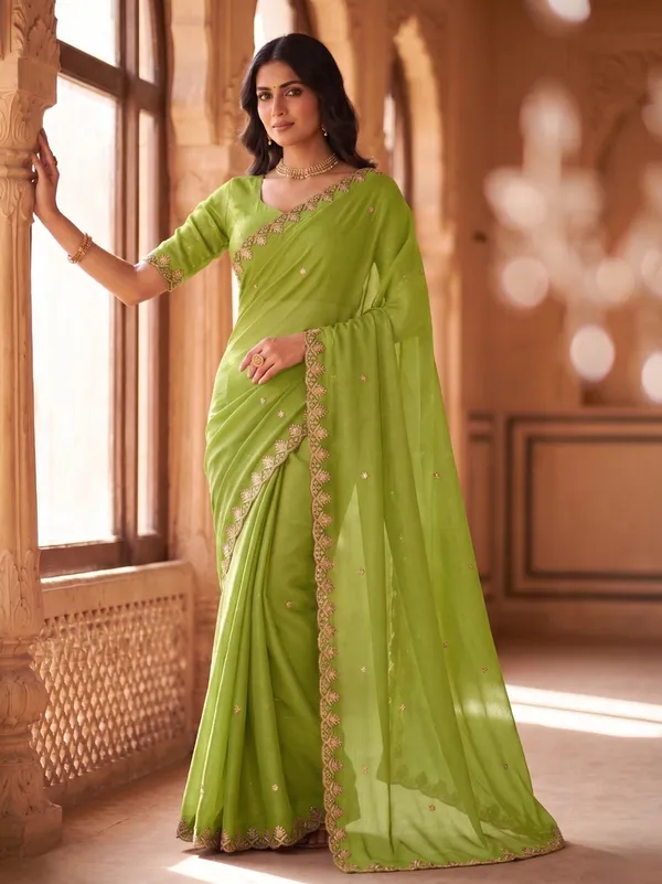 Light_Green_Star_Georgette_Woven_Embellished_Saree_For_Women