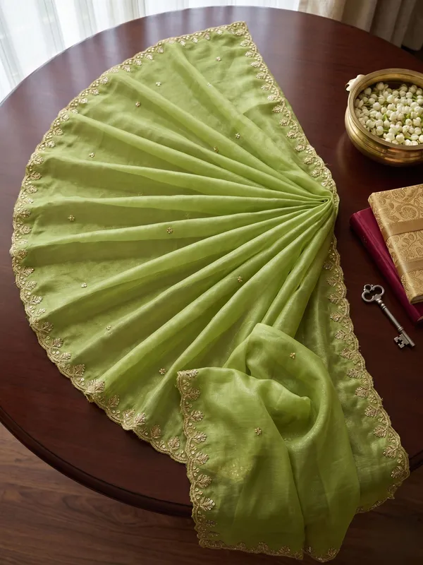 Light_Green_Star_Georgette_Woven_Embellished_Saree_For_Women