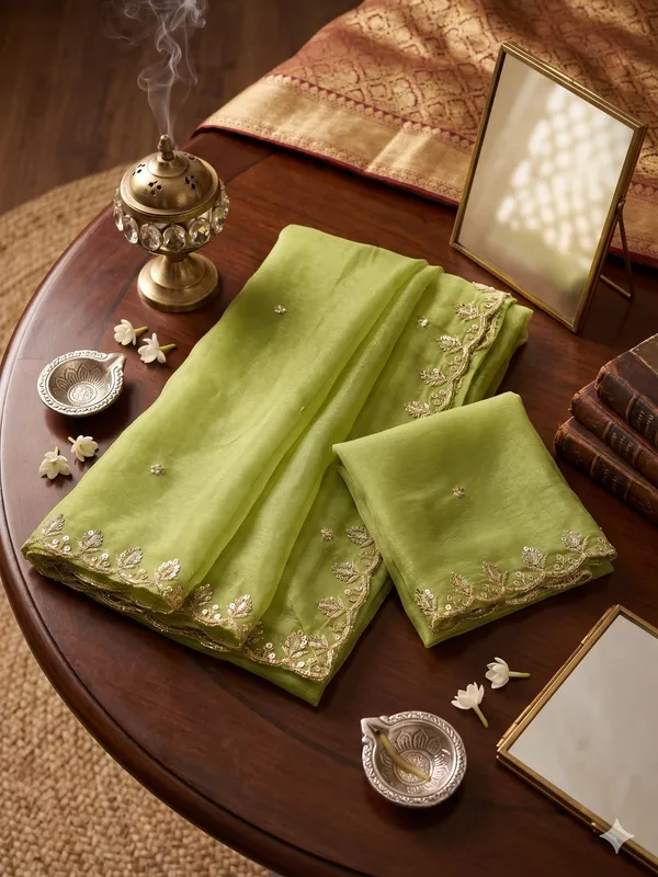 Light_Green_Star_Georgette_Woven_Embellished_Saree_For_Women