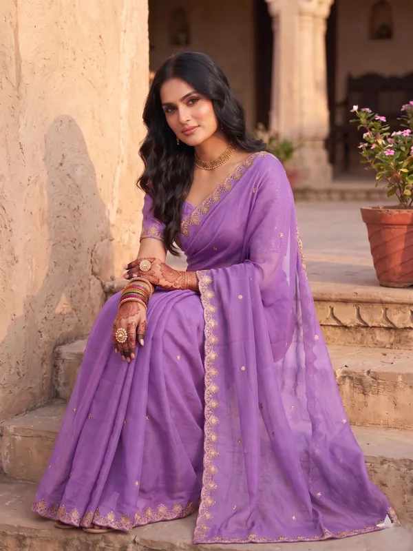 Purple_Star_Georgette_Embellished_Woven_Saree_For_Women