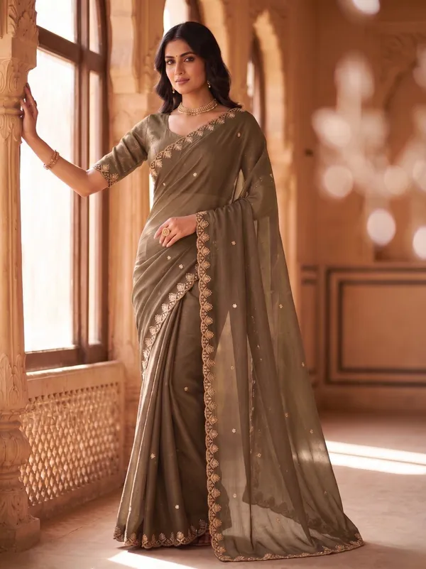 Cream_Star_Georgette_Embellished_Saree_For_Women