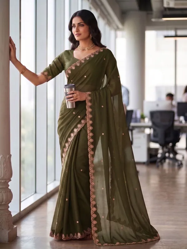 Green_Star_Georgette_Embellished_Saree_For_Women