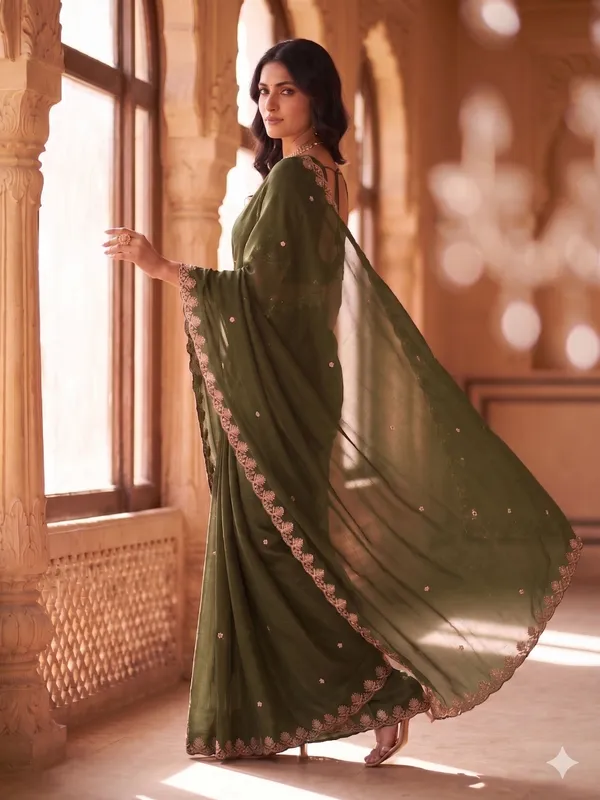 Green_Star_Georgette_Embellished_Saree_For_Women