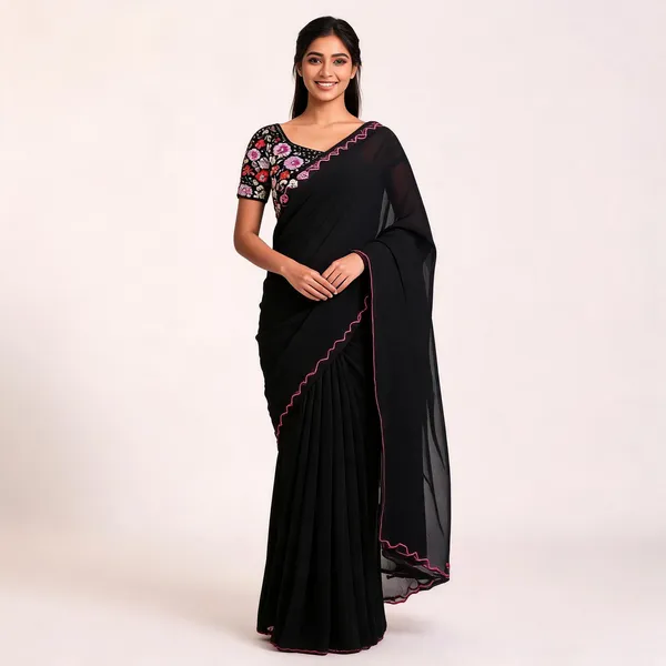 Black_Star_Georgette_Embroidered_Saree_For_Women