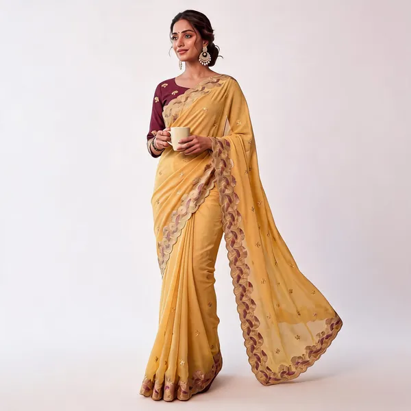 Yellow_Star_Georgette_Embroidered_Saree_For_Women