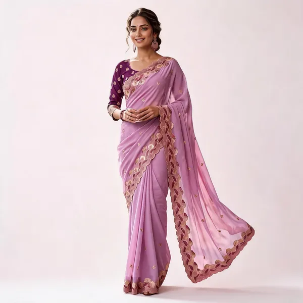 Pink_Star_Georgette_Embroidered_Saree_For_Women