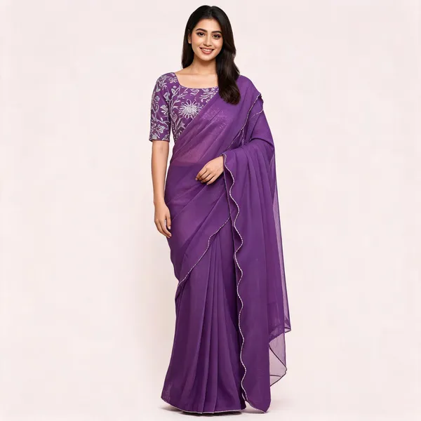 Purple_Star_Georgette_Embroidered_Saree_For_Women
