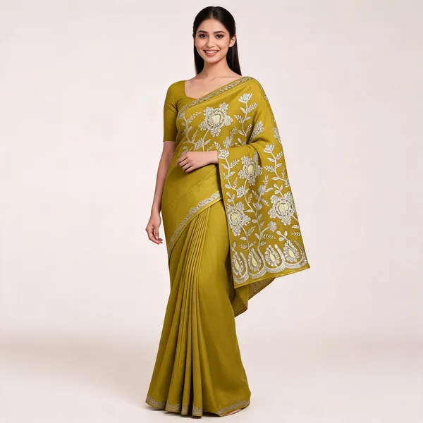 Yellow_Star_Georgette_Embroidered_Saree_For_Women