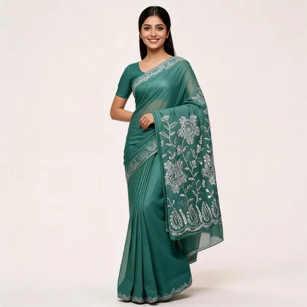 Green_Star_Georgette_Embroidered_Saree_For_Women