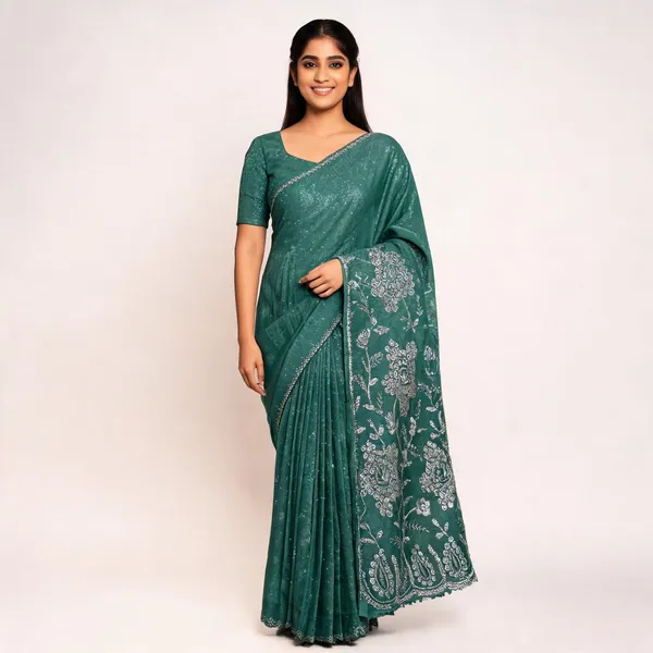 Green_Star_Georgette_Embroidered_Saree_For_Women