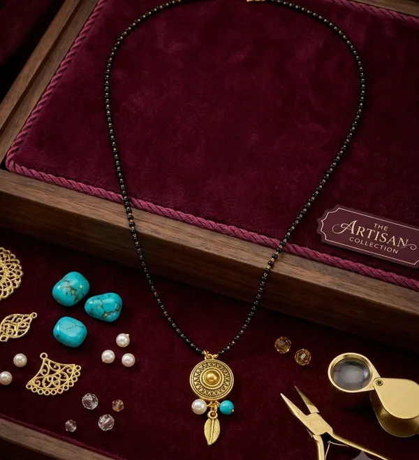 Black_Beaded_Gold_Toned_Turquoise_Medallion_Pendant_Mangalsutra_For_Women