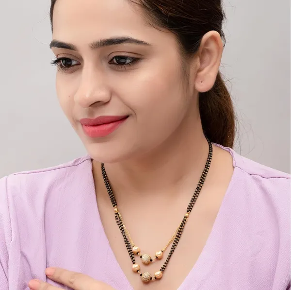 Black_Beaded_Gold_Toned_Double_Layer_Pearl_Pendant_Mangalsutra_For_Women