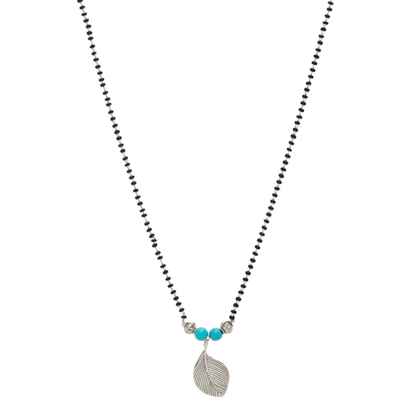 Black_Beaded_Silver_Toned_Leaf_Turquoise_Pendant_Mangalsutra_For_Women