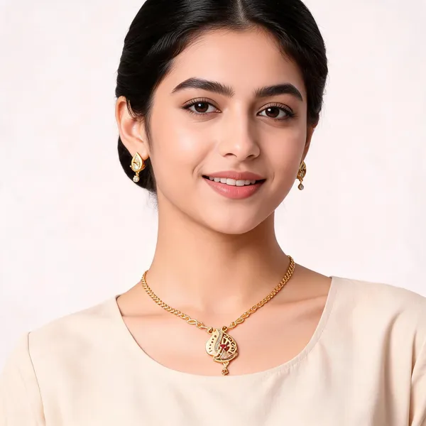 Gold_Plated_Peacock_Pendant_Necklace_Set_With_Earrings