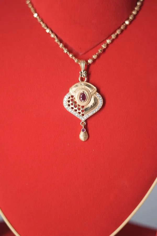 Gold-Toned_Pendant_Necklace_Set_With_Purple_Stones