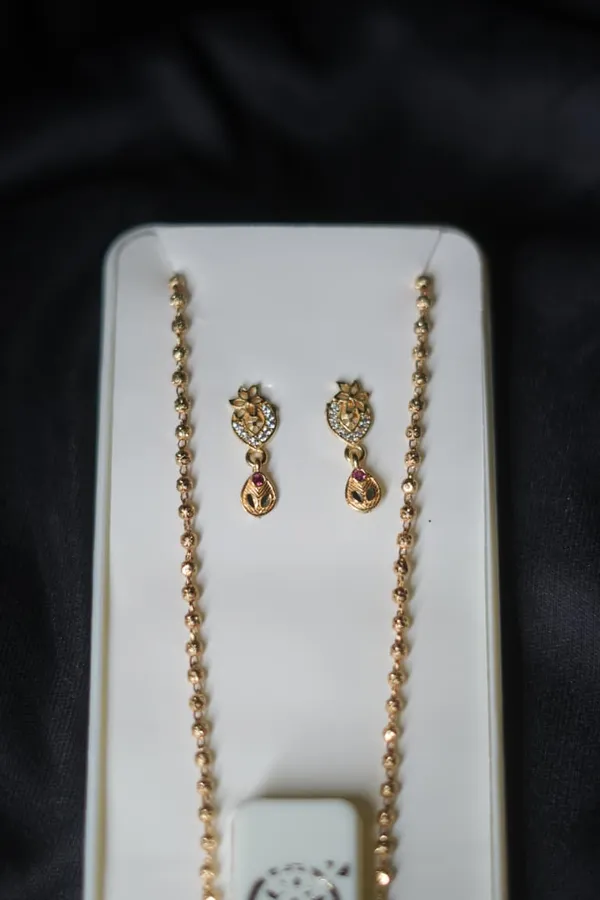 Gold_Tone_Pendant_Necklace_And_Earrings_Set_For_Women