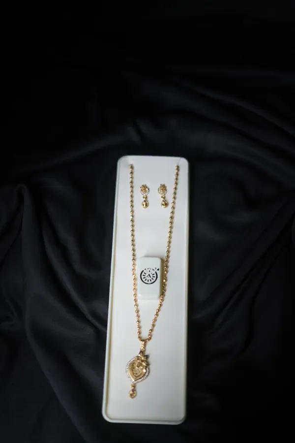 Gold_Tone_Pendant_Necklace_And_Earrings_Set_For_Women