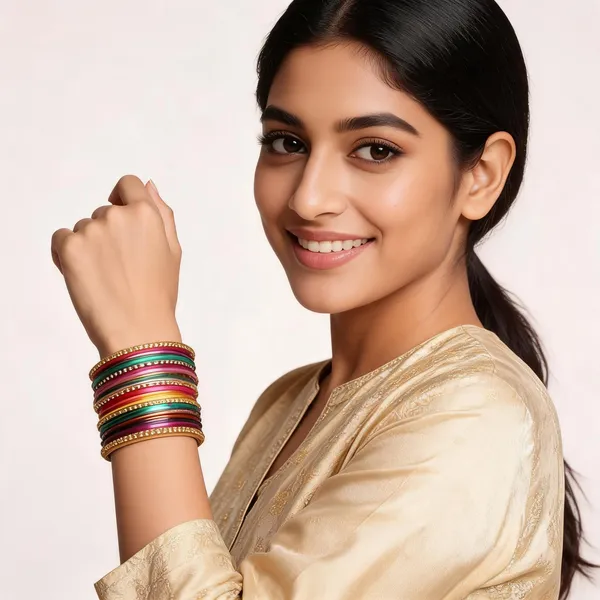 Multicolor_Silk_Thread_Golden_Glitter_Bangles_Set_For_Women