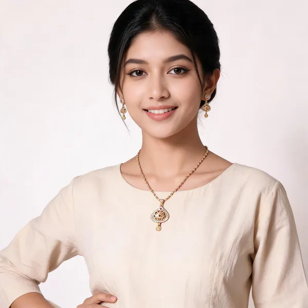 Gold-Tone_American_Diamond_Pendant_Necklace_Set_With_Earrings