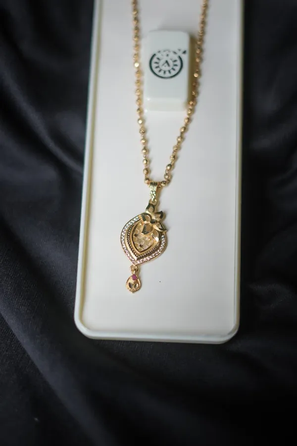 Gold_Tone_Pendant_Necklace_And_Earrings_Set_For_Women