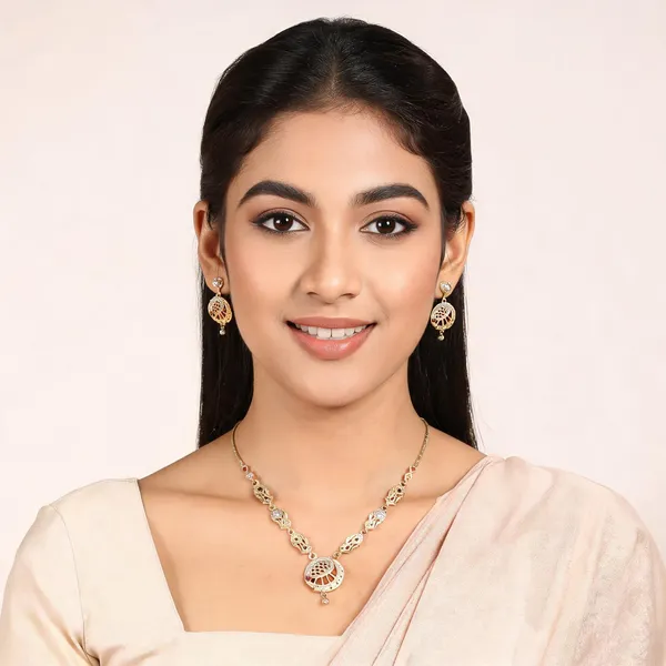 Gold_Plated_Peacock_Design_Necklace_Set_With_Matching_Earrings
