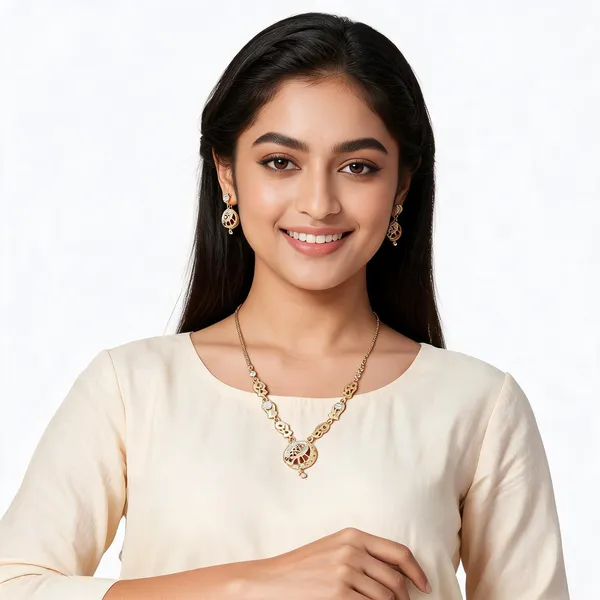 Gold_Plated_Peacock_Design_Necklace_Set_With_Matching_Earrings