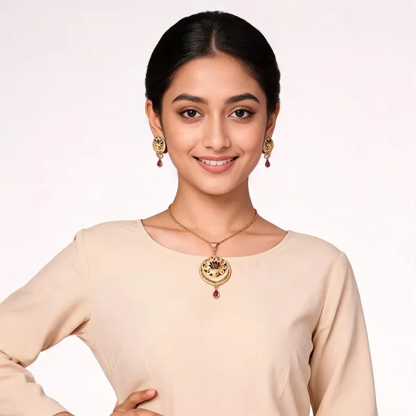 Gold_Plated_Peacock_Design_Pendant_Set_With_Purple_Stones
