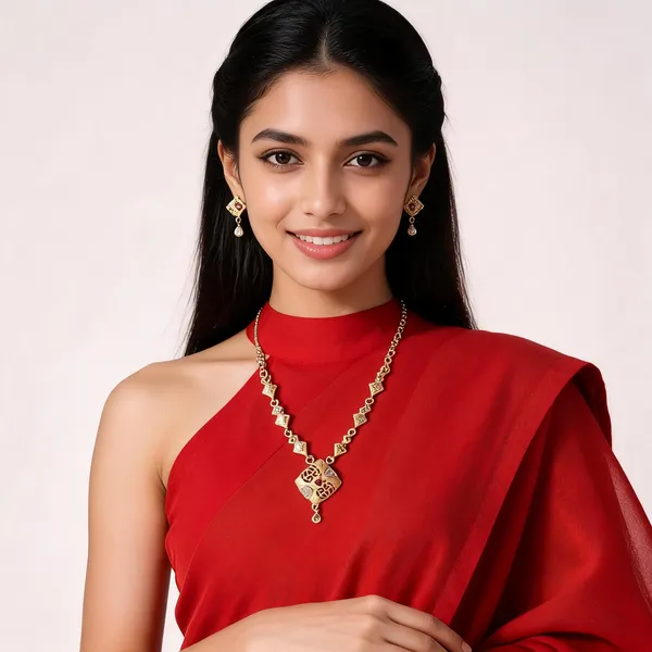 Gold_Tone_American_Diamond_Necklace_Set_With_Matching_Earrings