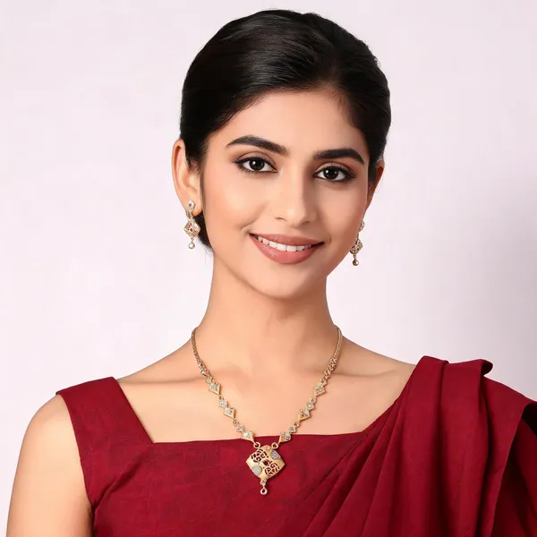 Gold_Tone_American_Diamond_Necklace_Set_With_Matching_Earrings
