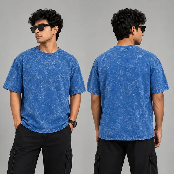 Blue_Cotton_French_Terry_Crew_Neck_Oversized_T-Shirt_For_Men