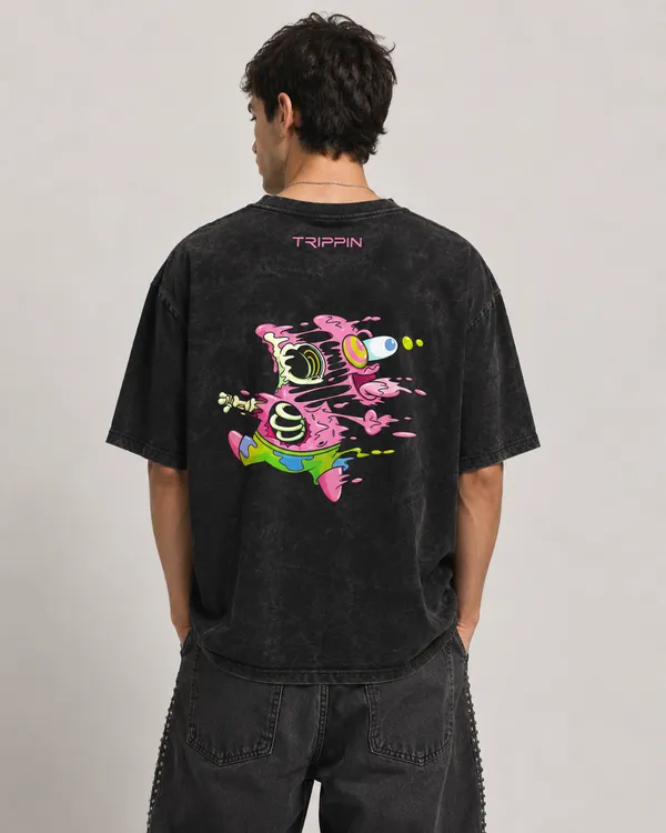 TRIPPIN_Melted_Mind_Oversized_T-Shirt_–_Black_Acid_Wash_|_Unisex