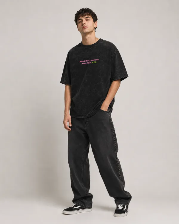 TRIPPIN_Melted_Mind_Oversized_T-Shirt_–_Black_Acid_Wash_|_Unisex