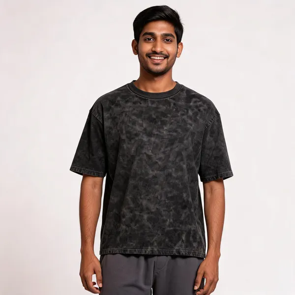 Black_Cotton_French_Terry_Acid_Wash_Oversized_T-Shirt_For_Men