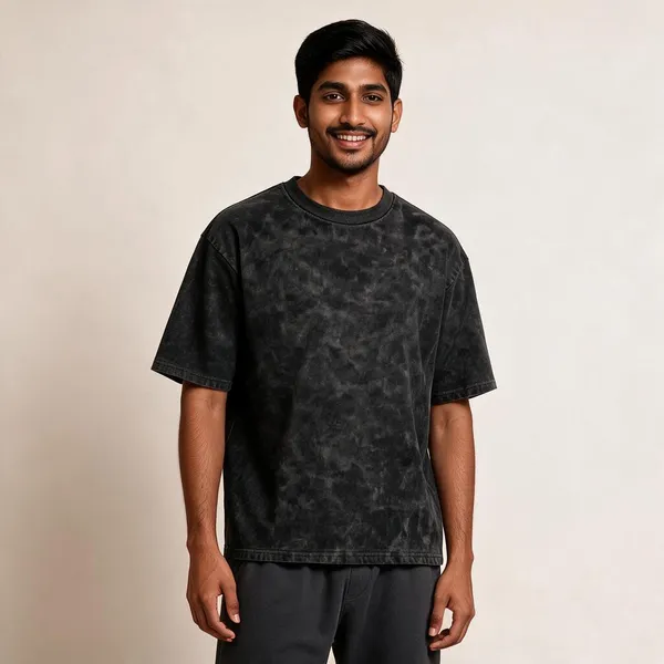 Black_Cotton_French_Terry_Acid_Wash_Oversized_T-Shirt_For_Men