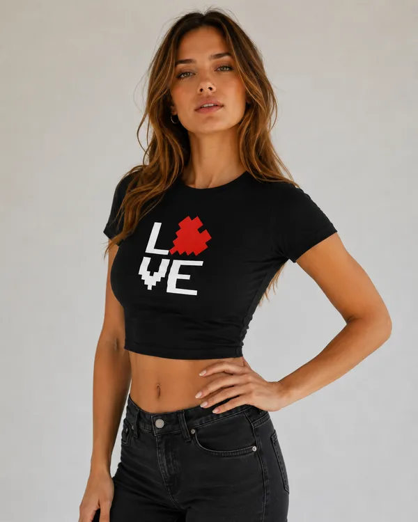 TRIPPIN_Pixel_Love_Women’s_Crop_Top_–_Black