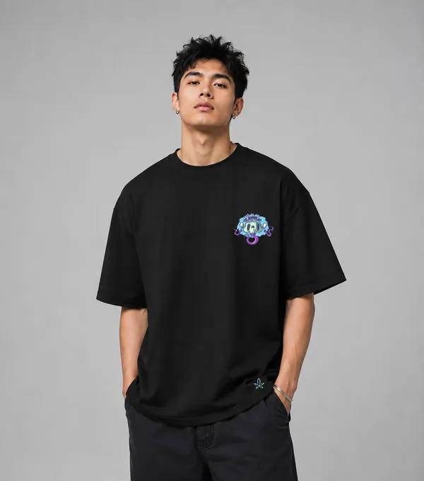 TRIPPIN_Psychedelic_Reaper_Oversized_T-Shirt_–_Black_|_Unisex