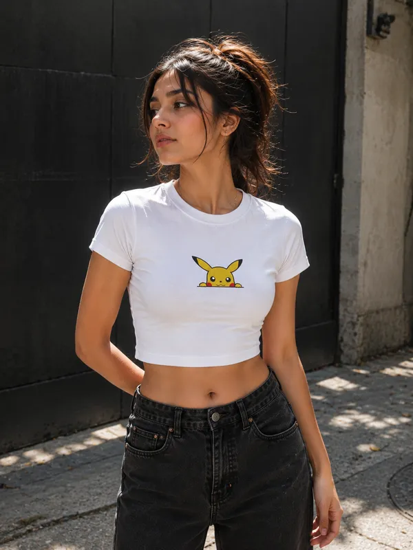 TRIPPIN_Pikachu_Women’s_Crop_Top_–_White