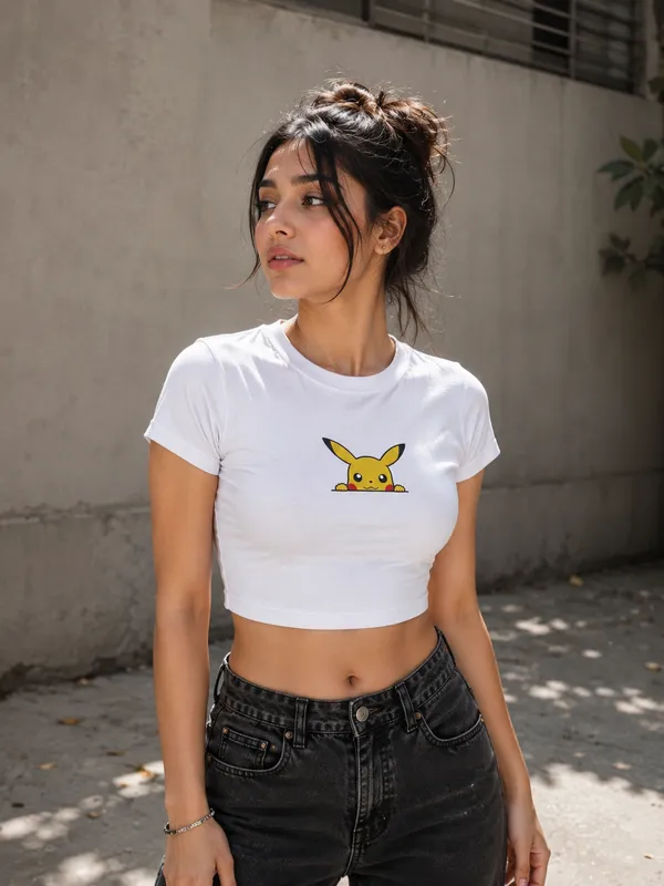 TRIPPIN_Pikachu_Women’s_Crop_Top_–_White