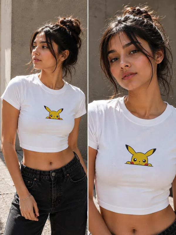 TRIPPIN_Pikachu_Women’s_Crop_Top_–_White