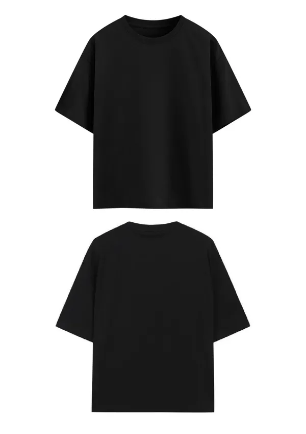 Black_Cotton_French_Terry_Loose_Fit_Crew_Neck_T-Shirt_For_Adults