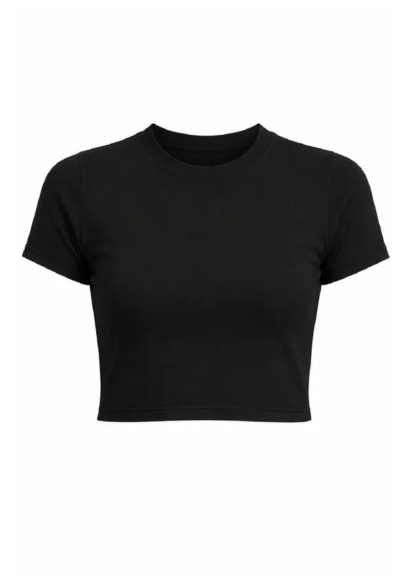 Black_Cotton_Short_Sleeve_Crop_Top_For_Women
